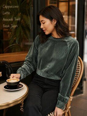 Cozy! UGG Beckner Long Sleeve Crop Top — Dark Night Green (Size S, NWT)